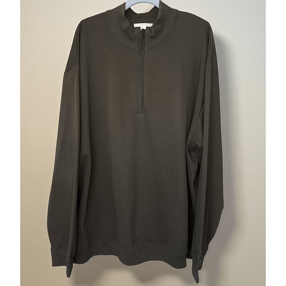 Cutter&Buck Big & Tall Sweater 3XB Supima Cotton 1/2 Zip Green Pullover Mens - Picture 1 of 5